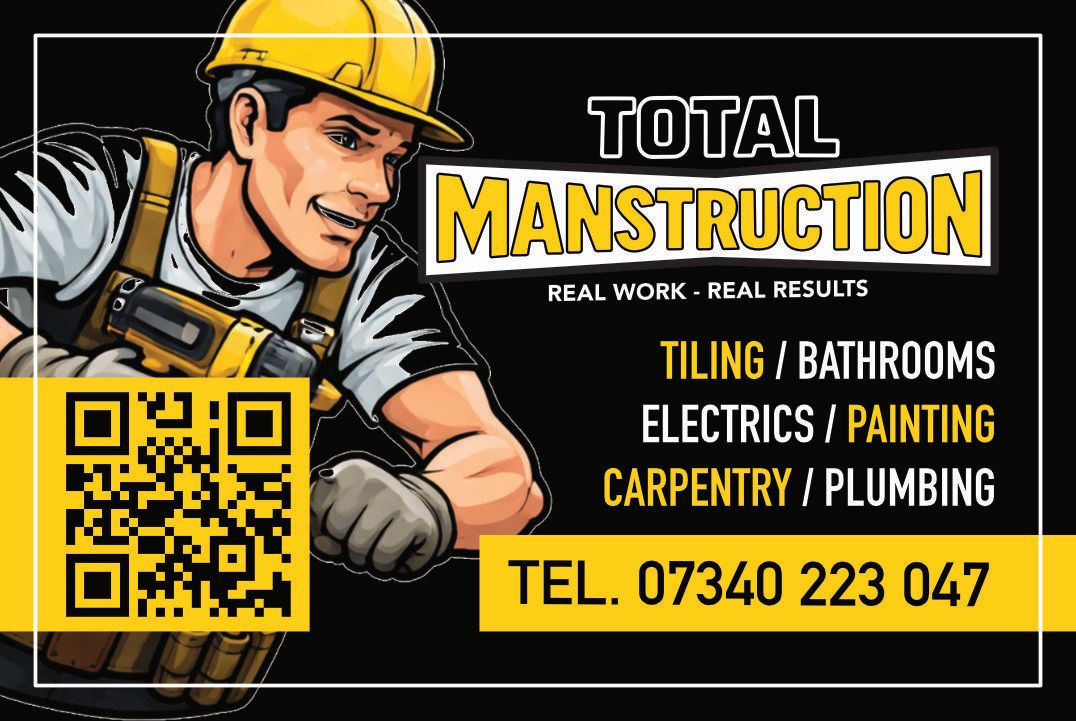Cheap business cards London designed and printed by PrintX for Manstruction construction company in Putney with QR code branding